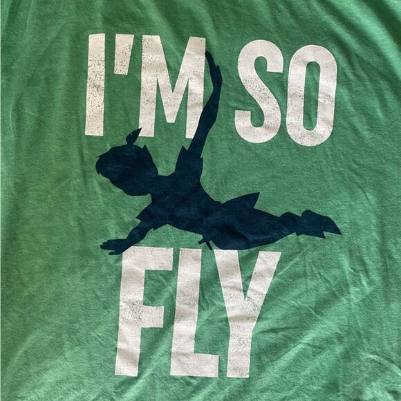 Disney I’m So Fly Graphic Tee Green Peter Pan Neverland Disneyland - Picture 3 of 7